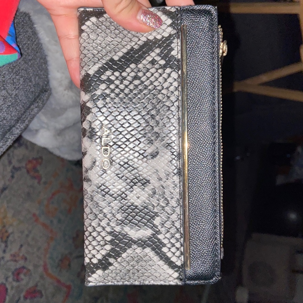 Aldo black snake print wallet